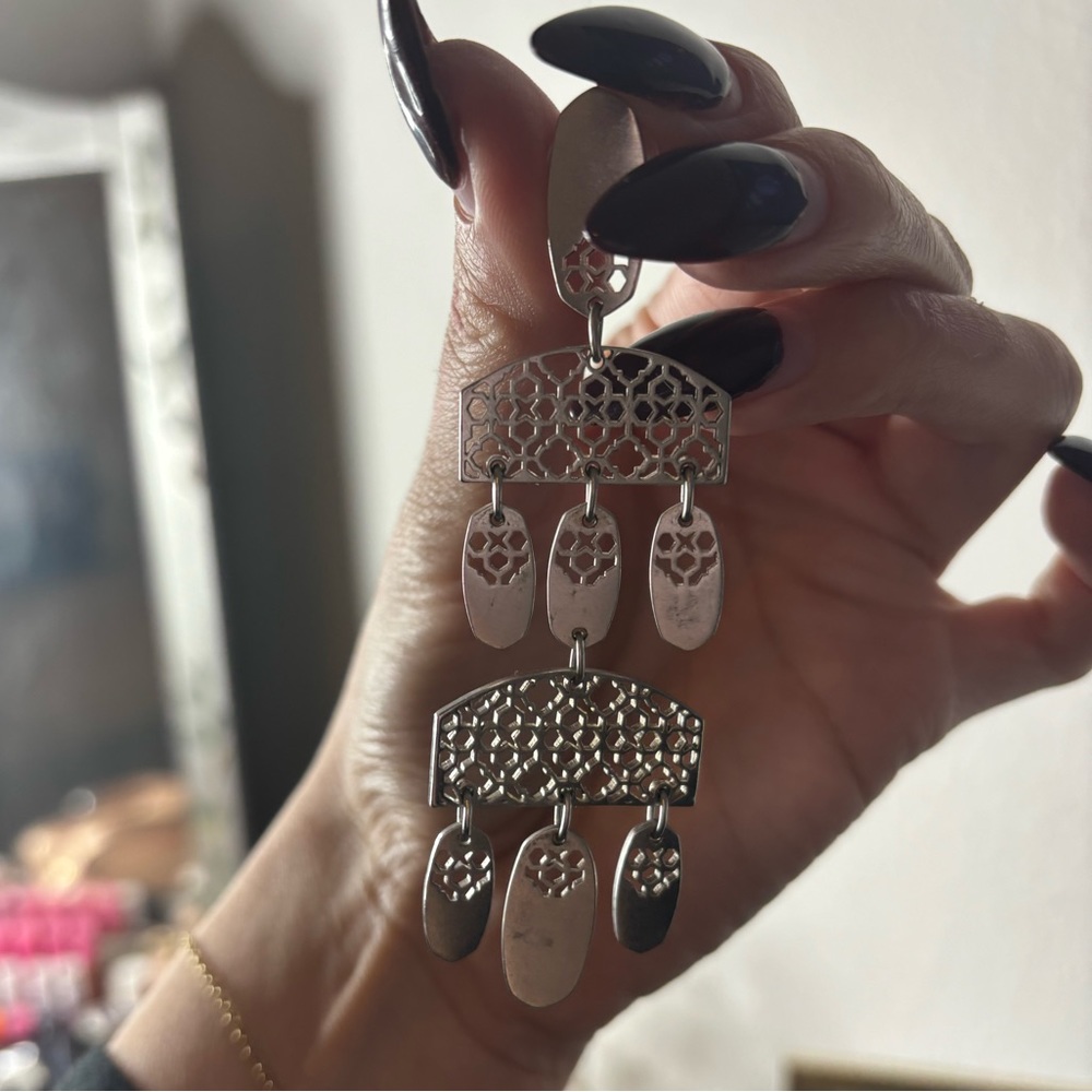 Kendra Scott Emmet Rhodium Filigree Tier Earrings